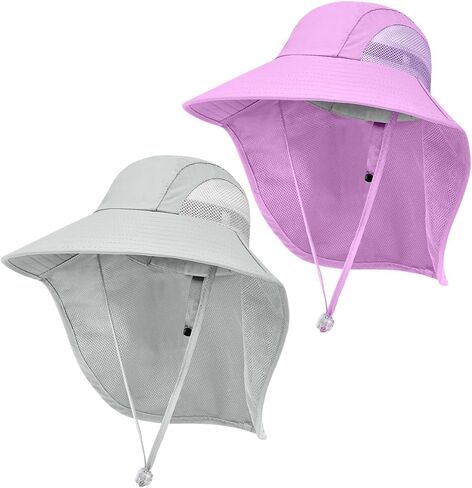 Kids Sun Hat UPF50+ Summer Beach Play Sun Protection Hats with Neck Flap for Ages 5~14 Girls Boys in Saudi Arabia