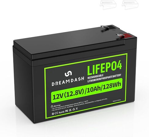 12V 10Ah LiFePO4 Lithium Battery,5000+ Deep Cycles,12 v lithium battery Built-in BMS for Solar Systems, Power Wheels,Electric Scooters,Marine, Fish Finder,Kids Ride-On Toys in Saudi Arabia