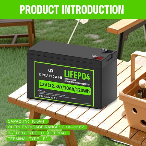 12V 10Ah LiFePO4 Lithium Battery,5000+ Deep Cycles,12 v lithium battery Built-in BMS for Solar Systems, Power Wheels,Electric Scooters,Marine, Fish Finder,Kids Ride-On Toys in Saudi Arabia