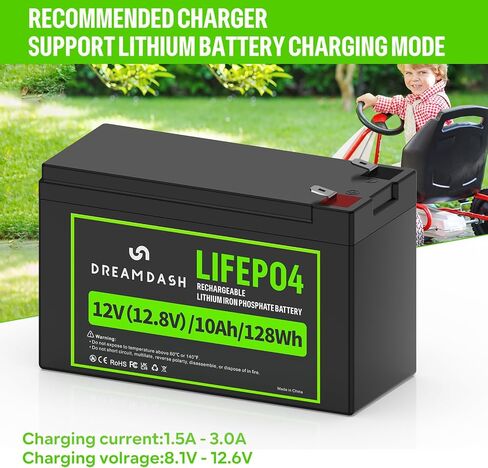 12V 10Ah LiFePO4 Lithium Battery,5000+ Deep Cycles,12 v lithium battery Built-in BMS for Solar Systems, Power Wheels,Electric Scooters,Marine, Fish Finder,Kids Ride-On Toys in Saudi Arabia