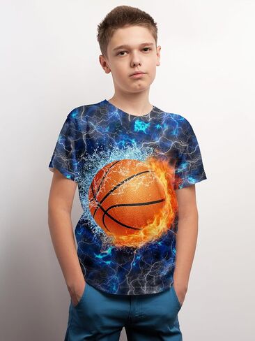 Betecoro 3D Graphic T-Shirt for Boys Girls, Casual Summer Short Sleeve Tops Tee Shirt T Shirt for Teen Youth 6-16 Years in Saudi Arabia