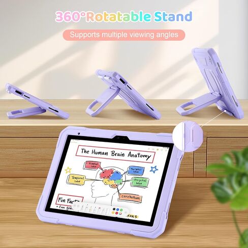 حالة لـ iPad (A16) 2025 11th Gen 10.9 '' '، iPad 10th Generation 2022 10.9' '، مع حامي الشاشة الزجاجية المقسى ، حالة طفل وعرة مع حزام الكتف/حامل قلم رصاص/موقف قابل للطي (أرجواني خفيف) in Kuwait