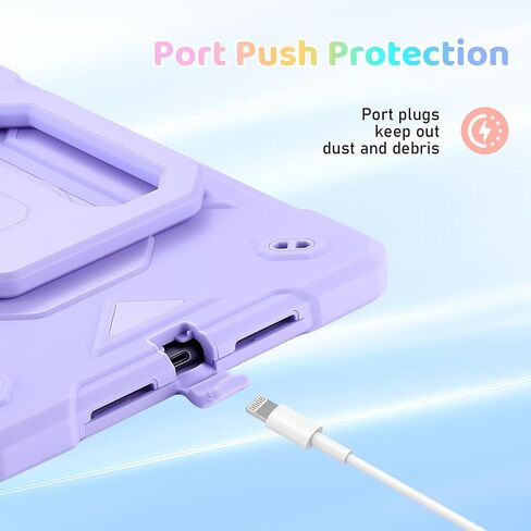 حالة لـ iPad (A16) 2025 11th Gen 10.9 '' '، iPad 10th Generation 2022 10.9' '، مع حامي الشاشة الزجاجية المقسى ، حالة طفل وعرة مع حزام الكتف/حامل قلم رصاص/موقف قابل للطي (أرجواني خفيف) in Kuwait
