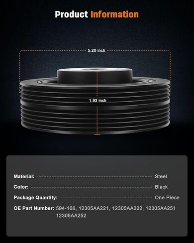 OCPTY Harmonic Balancer Crankshaft Belt Drive Pulley Fit For 2005-2006 for Saab 9-2X 2003-2006 for Subaru Baja 1998-2010 for Subaru Forester 1998-2014 for Subaru Impreza in Kuwait