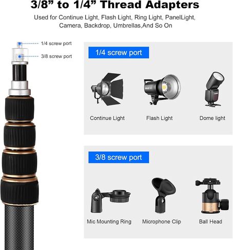 Soonpho Carbon Fiber Light Stand with Reversible Leg,Portable Travel Tripod Stand 220cm/7ft for Outdoor Photography Speedlite Softbox Umbrella Reflector with Carrying Bag in Saudi Arabia