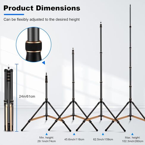 Soonpho Carbon Fiber Light Stand with Reversible Leg,Portable Travel Tripod Stand 220cm/7ft for Outdoor Photography Speedlite Softbox Umbrella Reflector with Carrying Bag in Saudi Arabia