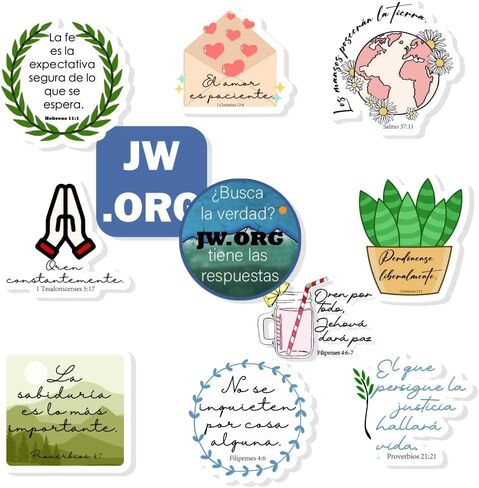 ملصقات jw.org الإسبانية التي تتميز بآية الكتاب المقدس ، شارات ملهمة لشهود يهوه شهود زجاجة ماء ، كمبيوتر محمول ، هاتف ، سكرابوكينغ ، لوح التزلج in Kuwait