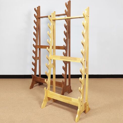 Katana Sword Stand | Vertical Sword Stand Display 10-Layer Samurai Sword Holder Wooden Display Stands Large Multilayer Swords Rack Floor Standing Lightsaber Martial Arts Anime Shelves Sword Hangers in Saudi Arabia