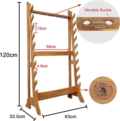 Katana Sword Stand | Vertical Sword Stand Display 10-Layer Samurai Sword Holder Wooden Display Stands Large Multilayer Swords Rack Floor Standing Lightsaber Martial Arts Anime Shelves Sword Hangers in Saudi Arabia