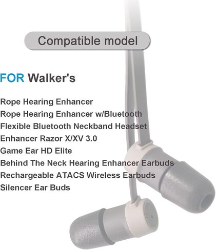Klowcok Memory Foam Replacement Ear Tips for Walker's Rope Hearing Enhancer, Razor X/XV3.0 Hearing Protection Earbuds, Noise Isolation (3 Pairs, Assorted -S/M/L, Black) in Saudi Arabia