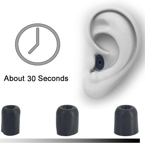 Klowcok Memory Foam Replacement Ear Tips for Walker's Rope Hearing Enhancer, Razor X/XV3.0 Hearing Protection Earbuds, Noise Isolation (3 Pairs, Assorted -S/M/L, Black) in Saudi Arabia