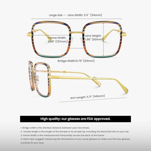 نظارات فوغلام كبيرة الحجم لحجب الضوء الأزرق المربع للنساء مضادة لإجهاد العين بالأشعة فوق البنفسجية، نظارات الكمبيوتر Jace in Kuwait