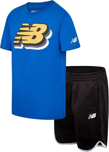 New Balance Boys' Active Shorts Set - 2 Piece Performance T-Shirt and Gym Shorts (4-12), Size 8, Royal in Saudi Arabia