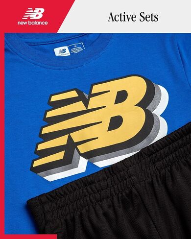 New Balance Boys' Active Shorts Set - 2 Piece Performance T-Shirt and Gym Shorts (4-12), Size 8, Royal in Saudi Arabia