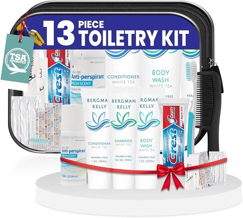 TrekTote 20-Piece Travel Toiletry Convenience Kit - Personal Care Travel Hygiene Essentials Bag with Unisex Toiletries. TSA-Approved Travel Size Kit for Men and Women with Essential Toiletries in Saudi Arabia