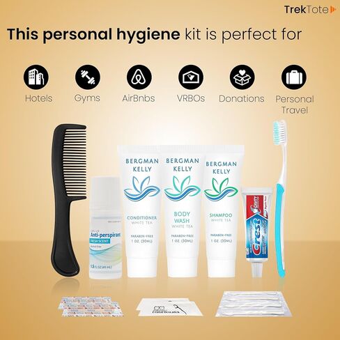 TrekTote 20-Piece Travel Toiletry Convenience Kit - Personal Care Travel Hygiene Essentials Bag with Unisex Toiletries. TSA-Approved Travel Size Kit for Men and Women with Essential Toiletries in Saudi Arabia