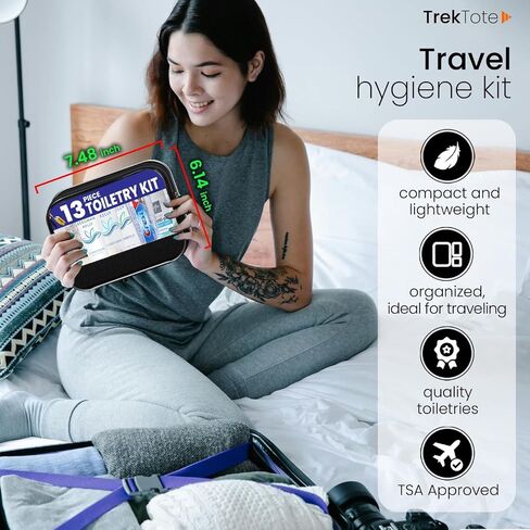 TrekTote 20-Piece Travel Toiletry Convenience Kit - Personal Care Travel Hygiene Essentials Bag with Unisex Toiletries. TSA-Approved Travel Size Kit for Men and Women with Essential Toiletries in Saudi Arabia