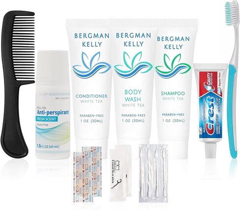 TrekTote 20-Piece Travel Toiletry Convenience Kit - Personal Care Travel Hygiene Essentials Bag with Unisex Toiletries. TSA-Approved Travel Size Kit for Men and Women with Essential Toiletries in Saudi Arabia