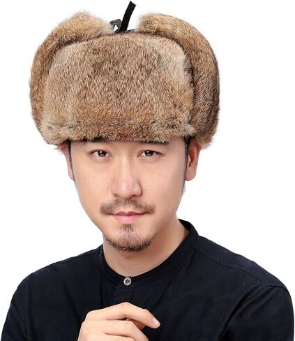 قبعة Valpeak الرجالية من فرو الثعلب وفرو Ushanka الروسي وقبعات Earflap Trapper للشتاء in Kuwait