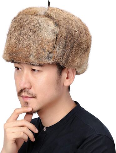 قبعة Valpeak الرجالية من فرو الثعلب وفرو Ushanka الروسي وقبعات Earflap Trapper للشتاء in Kuwait