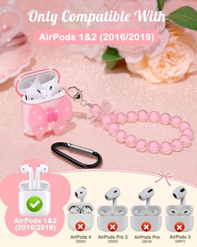 BOARETIU for AirPods 2/1 CASE for Women Girls Cute Kawaii - Girlish Shell Shell Big Design Cover with Carabiner and Air Pods 2nd/1st in Saudi Arabia