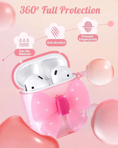 BOARETIU for AirPods 2/1 CASE for Women Girls Cute Kawaii - Girlish Shell Shell Big Design Cover with Carabiner and Air Pods 2nd/1st in Saudi Arabia