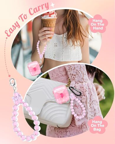 BOARETIU for AirPods 2/1 CASE for Women Girls Cute Kawaii - Girlish Shell Shell Big Design Cover with Carabiner and Air Pods 2nd/1st in Saudi Arabia
