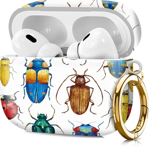 متوافق مع Airpod Pro 2nd/1st Generation Cover مع سلسلة مفاتيح ، علبة سماعة رأس لاسلكية مقاومة للصدمات بالكامل لـ AirPod Pro 2023/2022/2019 (الطيور الملونة) in Kuwait