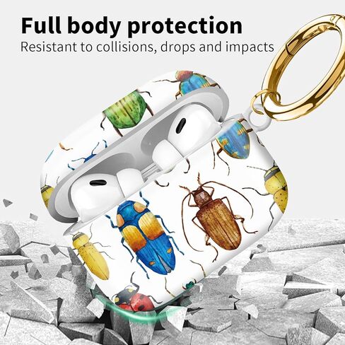 متوافق مع Airpod Pro 2nd/1st Generation Cover مع سلسلة مفاتيح ، علبة سماعة رأس لاسلكية مقاومة للصدمات بالكامل لـ AirPod Pro 2023/2022/2019 (الطيور الملونة) in Kuwait