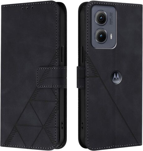Flip Case for Moto Edge 2024 5G Faux Leather Wallet Holster with Cards Holder Kickstand Magnetic Closure Shockproof Folio Protect Cover for Motorola Edge (2024). Black YBS in Kuwait