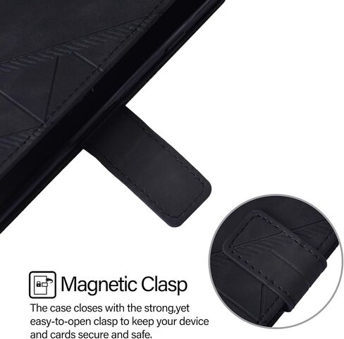 Flip Case for Moto Edge 2024 5G Faux Leather Wallet Holster with Cards Holder Kickstand Magnetic Closure Shockproof Folio Protect Cover for Motorola Edge (2024). Black YBS in Kuwait