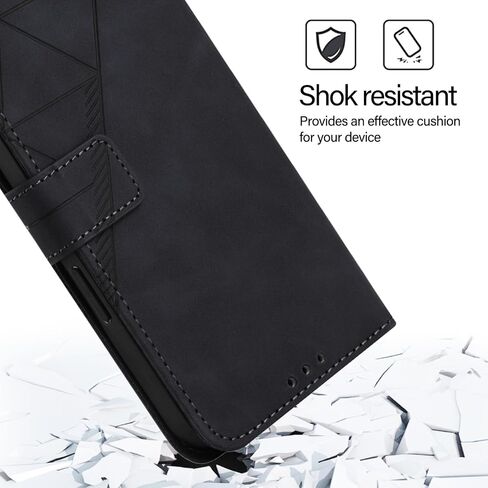 Flip Case for Moto Edge 2024 5G Faux Leather Wallet Holster with Cards Holder Kickstand Magnetic Closure Shockproof Folio Protect Cover for Motorola Edge (2024). Black YBS in Kuwait