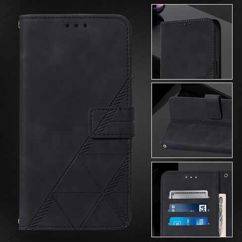 Flip Case for Moto Edge 2024 5G Faux Leather Wallet Holster with Cards Holder Kickstand Magnetic Closure Shockproof Folio Protect Cover for Motorola Edge (2024). Black YBS in Kuwait