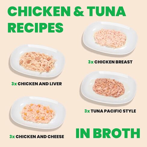 almo nature HQS Natural Variety Pack 4 Assorted Recipes in Broth, Grain Free, Additive Free, Adult Cat Canned Wet Food, Shredded, 24 x 70g/2.47 oz in Kuwait