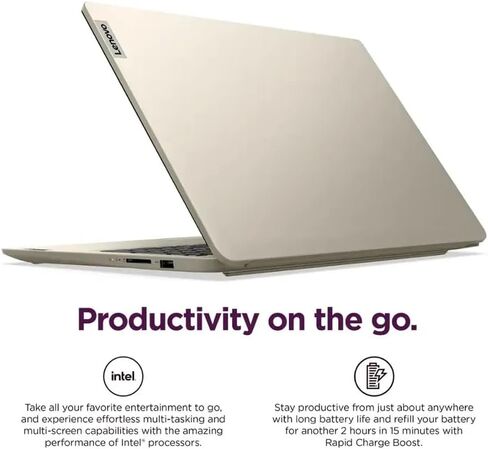 Lenovo Ideapad 15.6" LED Backlit Business and Student Laptop, AI Copilot, 20GB RAM 1TB SSD, Windows 11 Pro with 1 Year Microsoft 365, Intel Dual Core Processor, NLY Earphones, Sand in Saudi Arabia