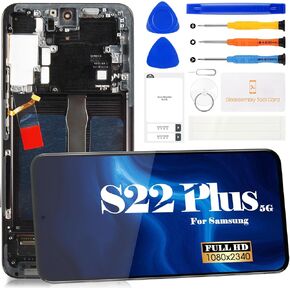 OLED for Samsung S22 Plus 5g Screen Replacement for Samsung Galaxy S22+ LCD Repair Screen for Galaxy S906U Display Touch Screen Digitizer Assembly Repair Kits with Frame (Black)