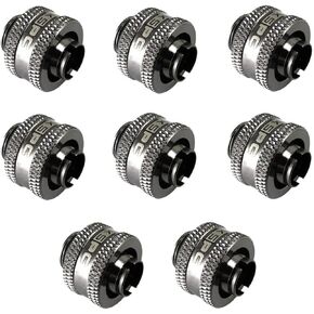 XSPC G1/4" Compression Fitting for 3/8" ID - 1/2" OD Flexible Tubing V2, Black Chrome, 8-Pack