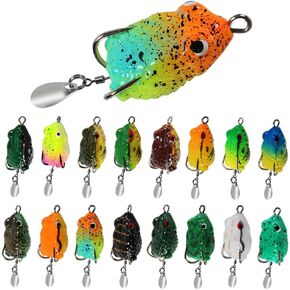 Pack of 10 Mini Topwater Frog Soft Lure Bass Fishing Lure 1" Lifelike 3D Frog Soft Bait