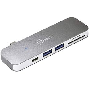 j5create USB-C 6-in-1 UltraDrive Mini Dock USB C USB 3.1 Power Delivery | SD/microSD Slots | Compatible with MacBook, Chromebook and USB C Devices