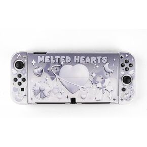 Protective Slim Case for Nintendo Switch OLED, Dockable Hard Shell for Switch OLED .Ergonomic Grip Cover for Joycon.3D Heart