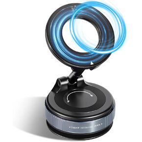Vacuum Suction Magnetic Phone Holder, 2025 Upgraded Magnetic Car Phone Mount for Magsafe, 360°Adjustable Foldable Portable Suction Cup Phone Holder for Cars/Gyms/Mirrors/Smooth Surface