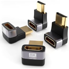 PANPEO 8K@60Hz Right Angle HDMI Adapter, 90 Degree and 270 Degree HDMI Adapter (4 Pack)