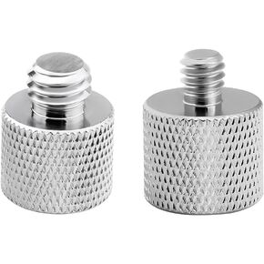 2 Pack Camera Screw Adapter, 1/4" Male to 3/8" Female & 3/8" Male to 1/4" Female Thread Adapter Set for Tripod Stand, Microphone Stand, Mic Mount, and Camera Monitor (Silver)