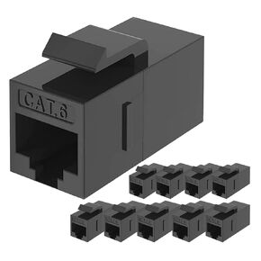 RiteAV - RJ45 Cat6 Keystone Coupler Female to Female Cat6 Keystone Jack, UTP Keystone Coupler Insert,Keystone Jack, White (5, Black)
