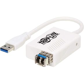 Tripp Lite Ethernet Adapter, USB 3.0 Multimode Fiber Optic Transceiver, 10/100/1000 Mbps, 1310nm, 550m, LC, White (U336-MMF-1G-LC)