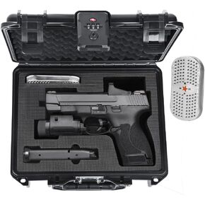 TSA Approved Pistol Case for Smith & Wesson – Lockable Hard Handgun Case for Travel & Home Storage – Fits M&P 2.0 Full Size & M&P9 Shield Plus with Optic & Tactical Light