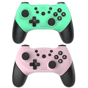 ｕ ｕ ｕ Switch Controller 2 Pack 2 ، Gamepad اللاسلكي للتبديل/التبديل لايت ، وردي وأخضر ، مع محور الدوران ، التوربو وصدمة مزدوجة قابلة للتعديل (وردي+أخضر)
