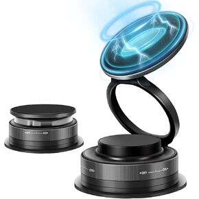 Vacuum Magnetic Phone Holder, 360° Adjustable & Foldable Car Phone Holder for Magsafe Hands-Free Suction Cup Phone Mount for iPhone & Android & All Vehicle/Car/Gym/Mirror