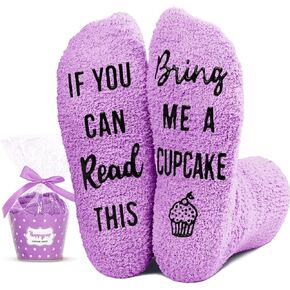 HAPPYPOP Cupcake Gifts for Women, Cake Socks Birthday Socks, If You Can Read This Socks