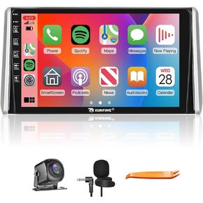 Kunfine Car CarPlay Android Auto Navigation Stereo GPS Radio Reverse Camera Display 10" IPS Touchscreen Headunit Tablet Pad Media Player for Toyota Rav4 2018-2023, if Applicable Quad Core 2G+64G